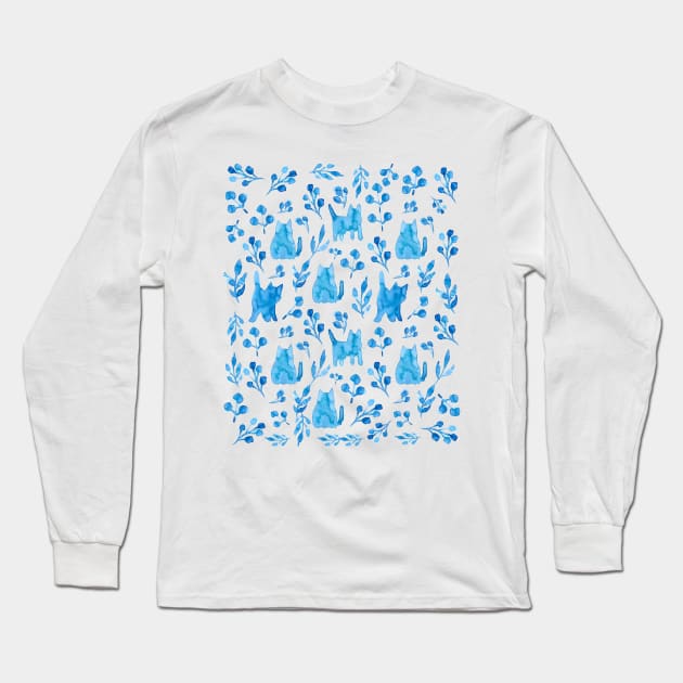 Watercolor cats and plants Long Sleeve T-Shirt by kostolom3000